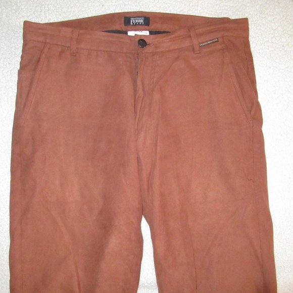 Gianfranco Ferre Made in Italy Rust Brown Faux Suede Pants Size 33 - Picture 3 of 9